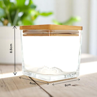 Bicchieri di vetro quadrati con coperchio bamboo