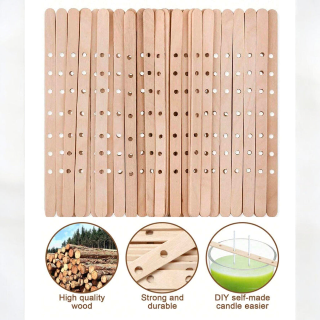 HAHIYO 50 Supporti Per Stoppino In Legno Per Candele Fai Da Te - 7 Fori, Dispositivo Di Centraggio - 3