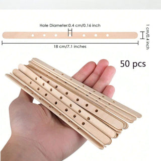 Ferma stoppino in legno con 7 fori  set 50 pz.