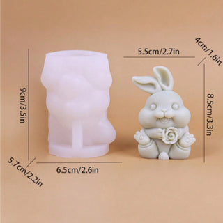 Silicone mold Bunny with rose