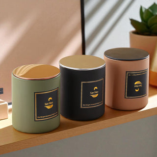 Bicchiere in Vetro Colorato Smerigliato con Tappo Abbinato – Eleganza e Stile per le Tue Candele