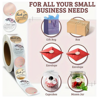Etichette autoadesive per decorazione "Thank you for supporting my small business "500 adesivi