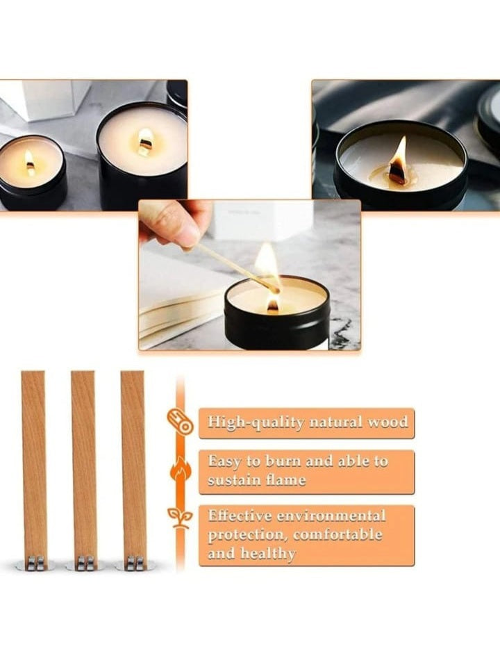 50 pezzi di legno Stoppino di candela & Supporto