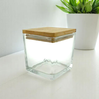 Bicchieri di vetro quadrati con coperchio bamboo