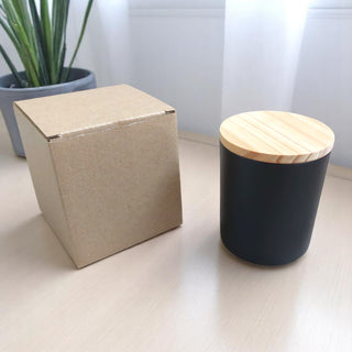 Bicchieri di vetro smerigliato con coperchio legno