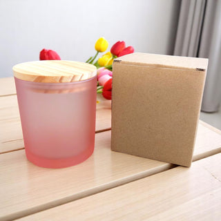 Bicchieri di vetro smerigliato con coperchio legno