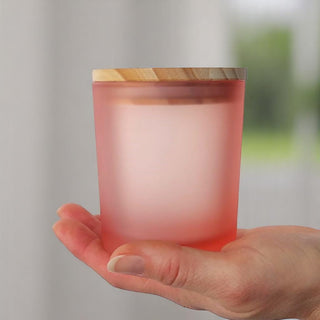 Bicchieri di vetro smerigliato con coperchio legno