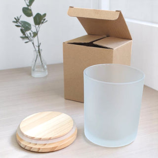 Bicchieri di vetro smerigliato con coperchio legno