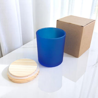 Bicchieri di vetro smerigliato con coperchio legno