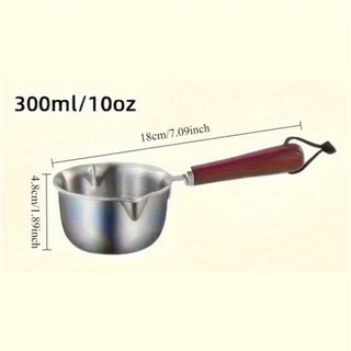 Pentolino in acciaio con manico legno 300ml