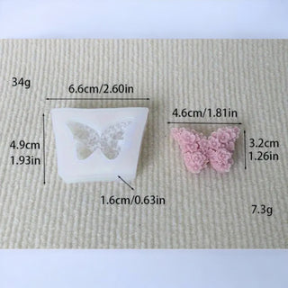 Butterfly Silicone Mold Decorated with Flowers - 3D
