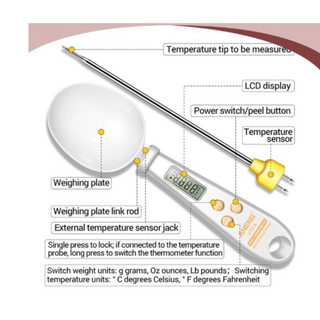 Digital 2 in 1 scale/thermometer spoon