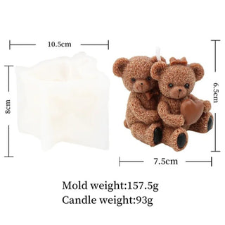 Couple of teddy bears silicone mould