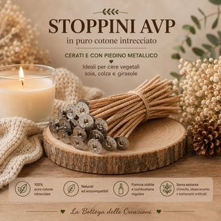 Stoppini per Candele in cotone cerato AVP